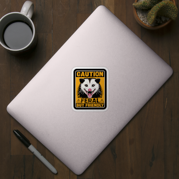 Caution Feral But Friendly Hissing Opossum Lovers Kids by JessArty